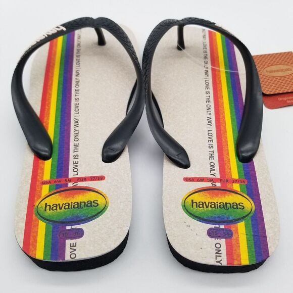 Havaianas Women Top Pride Flip Flop Size 6 Sandals Rainbow Multicolor - Picture 4 of 5